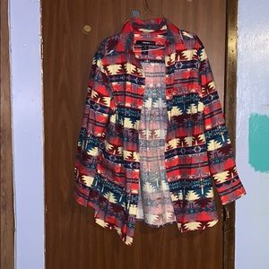 aztec patterned flannel shirt